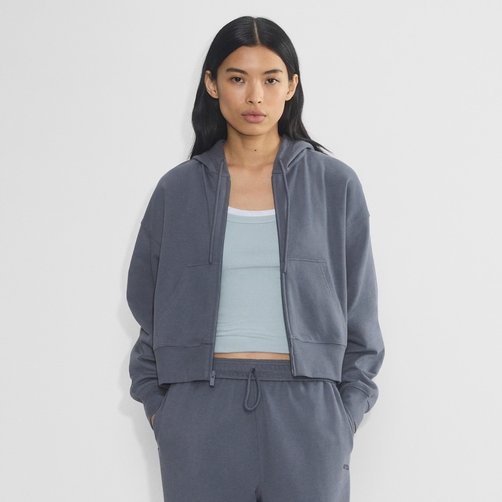 Aritzia terry sweatfleece boyfriend boxy zip hoodie in vintage navy size M